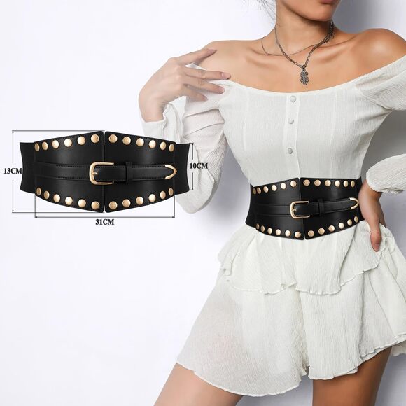 4358 Women's Wide Corset Belts, Punk Style Waist Belt For Dresses - Picture 3 of 6